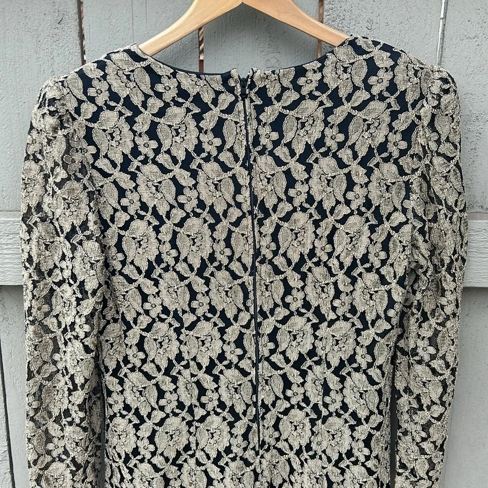 Vintage ANNA 1980's Formal Cocktail Dress Mobwife Metallic Lace Overlay 80's L - Picture 8 of 8